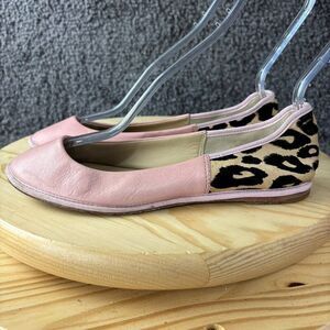 Diane Von Furstenberg Flats Womens Size 7.5 Leather Calf Hair Pink Leopard Print